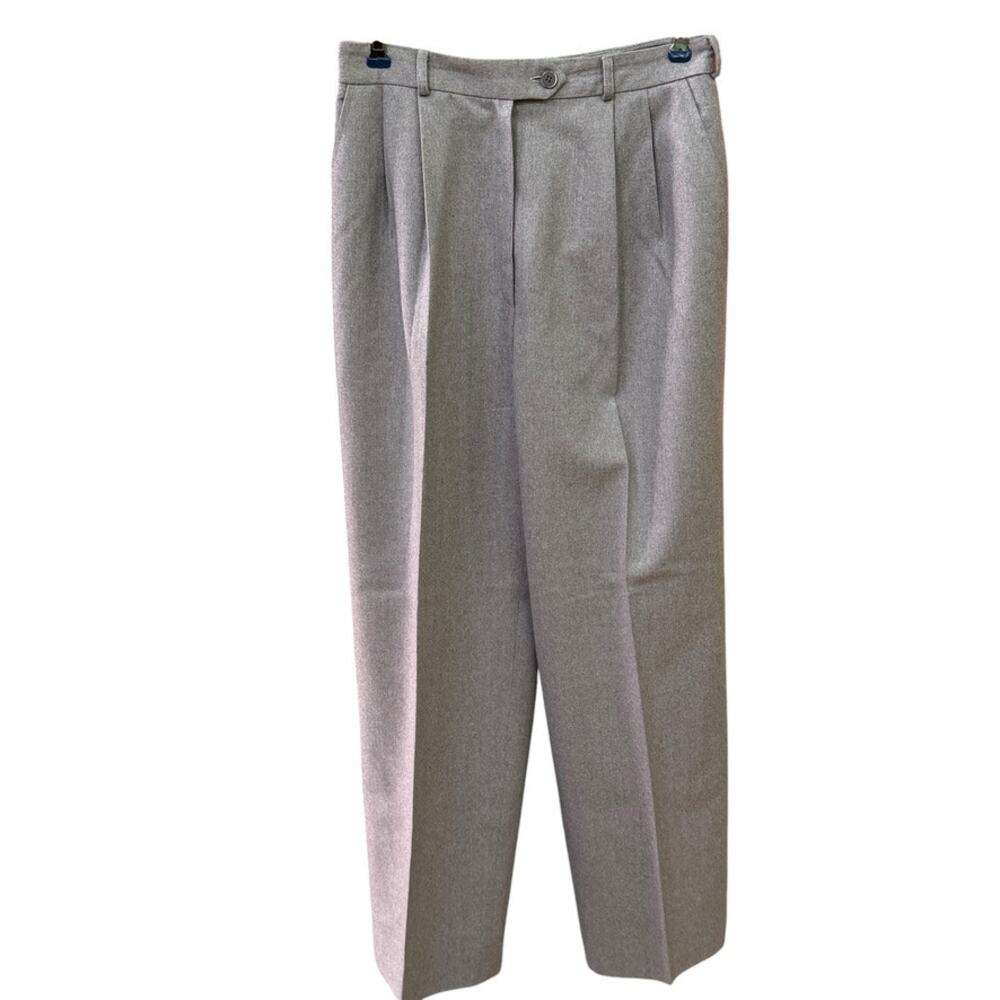 Harve Benard Trousers Womens Size 10 Gray Wool Pleated High Rise Slacks Retro